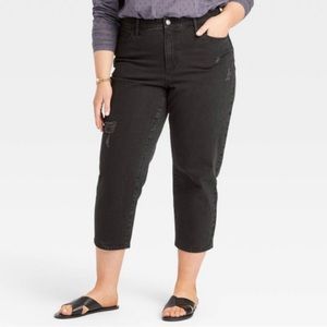 NWT Universal Thread High Rise Vintage Straight Distressed Jeans Black Sz 18/34R